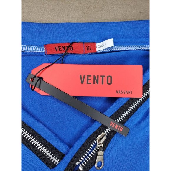 Vento Vassari XL Blue All Over Zipper Design Short Sleeve Designer Shirt - Picture 9 of 9